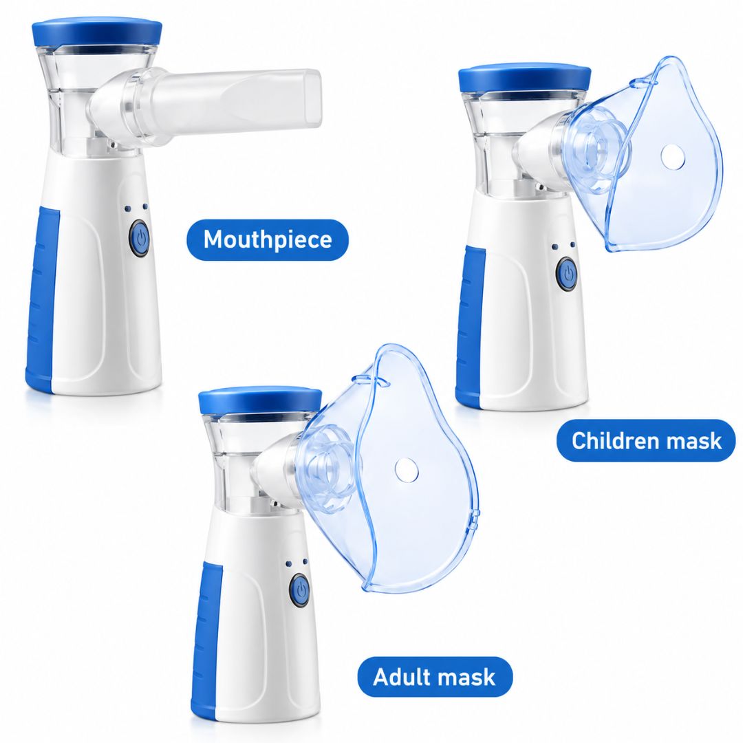 Portable Mesh Nebulizer with Mouthpiece, Adult Mask and Children Mask