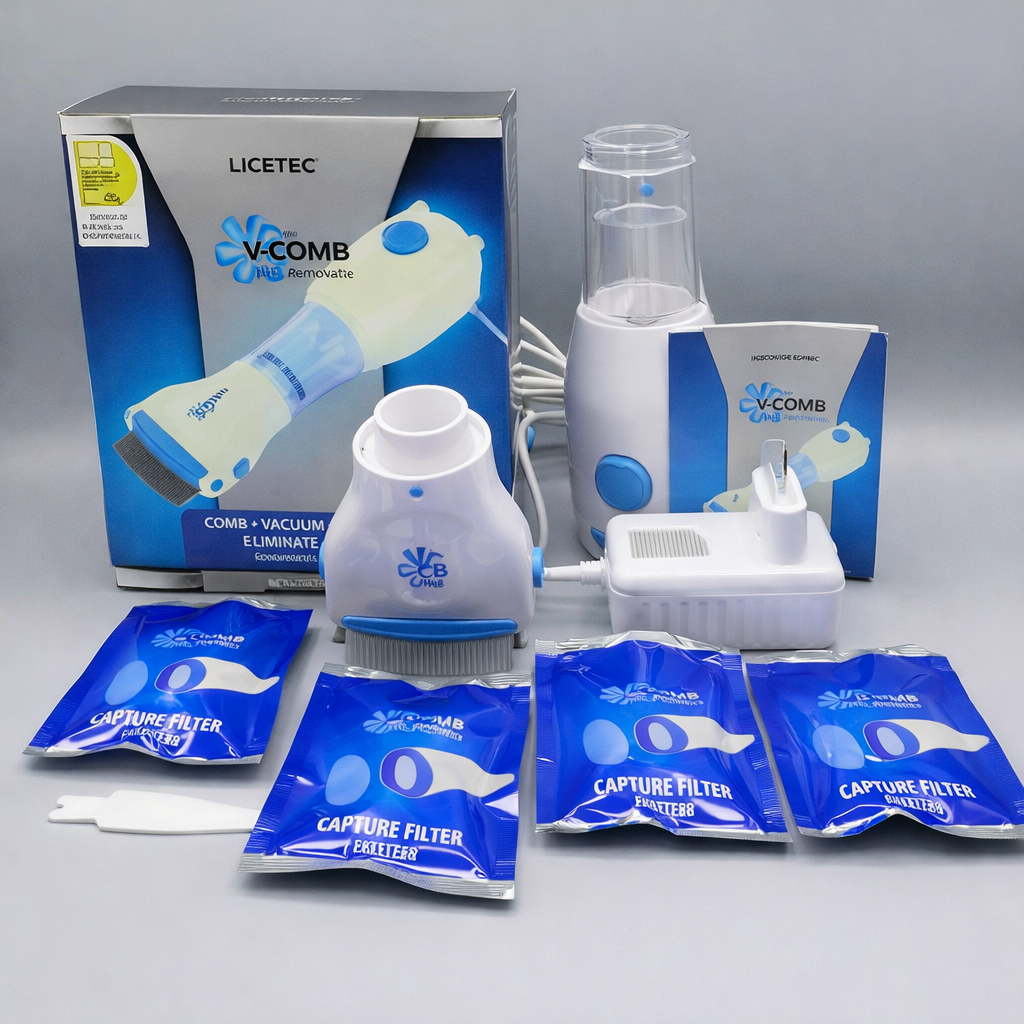 V-COM Electric Lice Remover Machine – Vacuum Head Lice & Nit Removal Comb, Chemical-Free Treatment Kit for Kids & Adults, Safe & Reusable