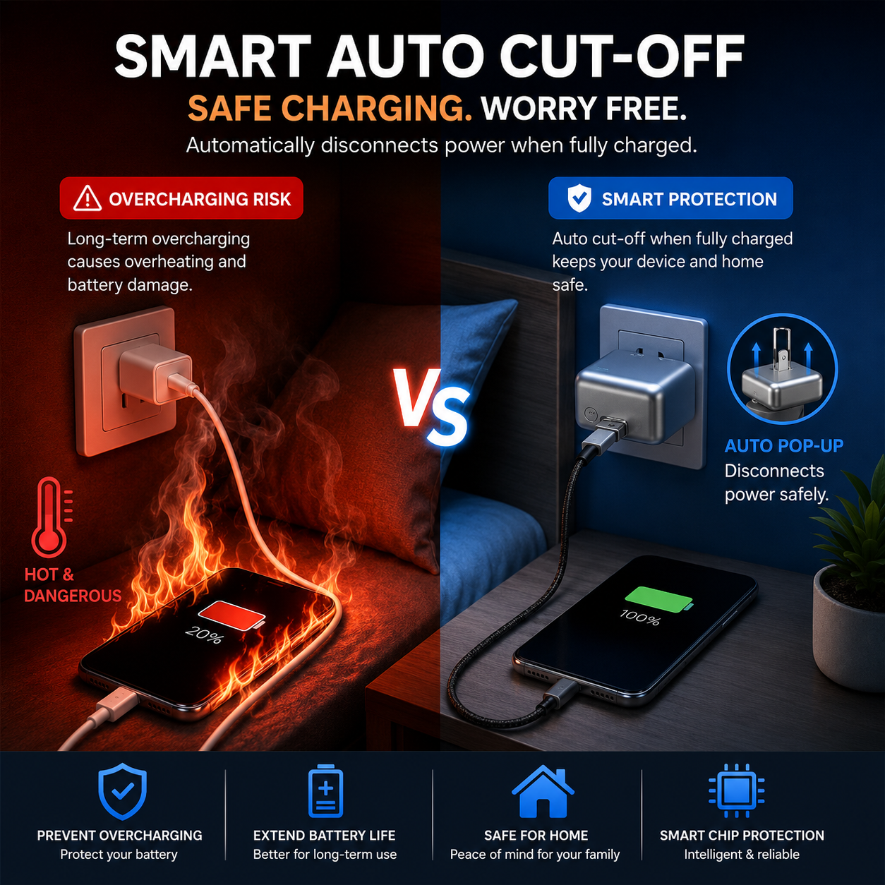 Auto Unplug Disconnector Charger – Smart Charging Protection