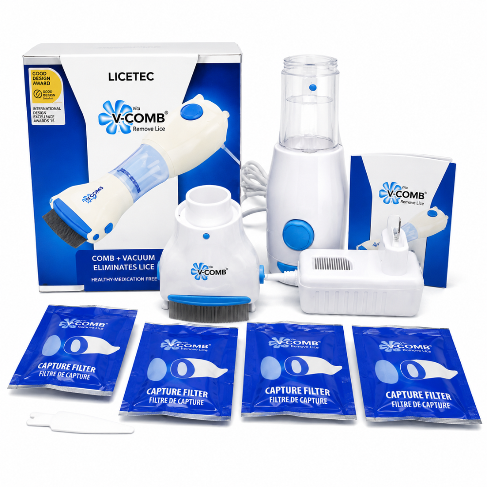 V-COM Electric Lice Remover Machine – Vacuum Head Lice & Nit Removal Comb, Chemical-Free Treatment Kit for Kids & Adults, Safe & Reusable