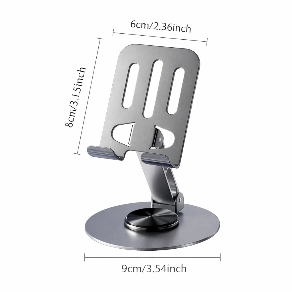 Foldable Aluminum Phone Stand — Adjustable Angle Desk Holder for Smartphones & Tablets
