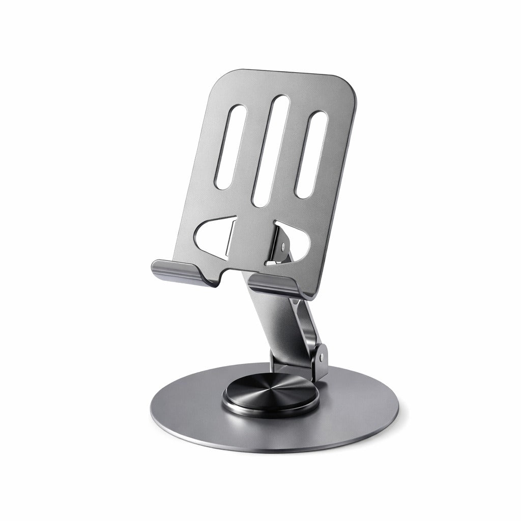 Foldable Aluminum Phone Stand — Adjustable Angle Desk Holder for Smartphones & Tablets