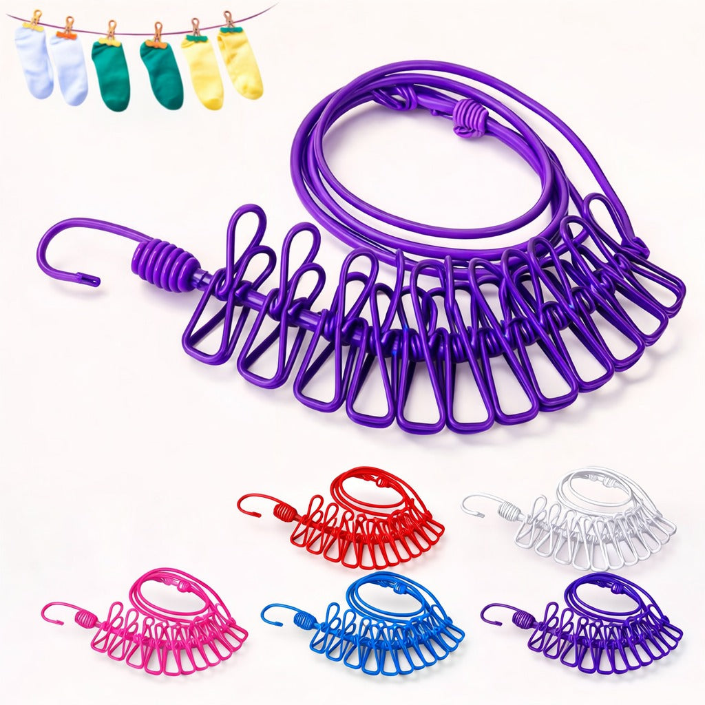 Rope With Clips | Hanging Line for Clothes, Socks & Baby Wear
