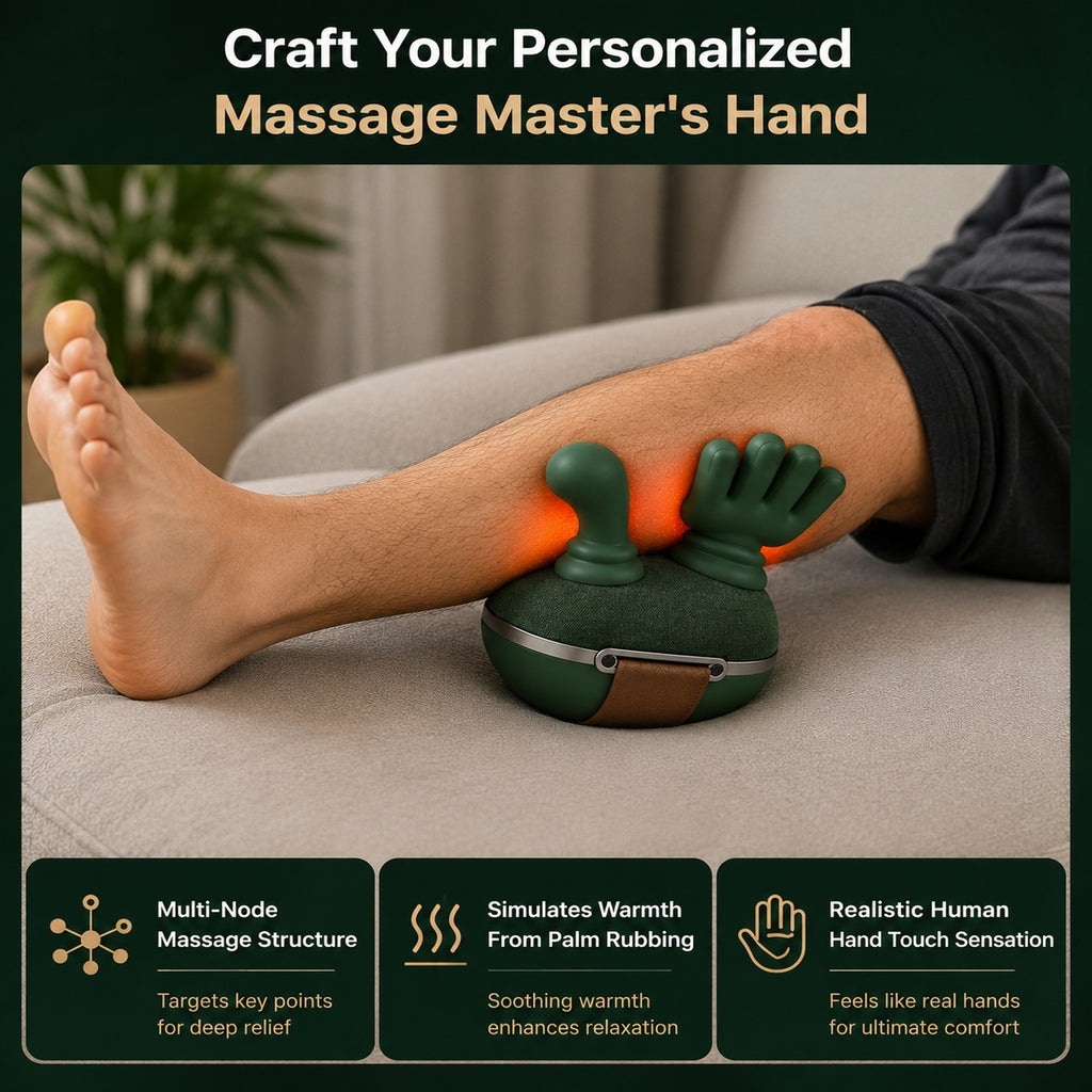 Portable electric shoulder and neck massager with realistic hand kneading design for targeted muscle relief
