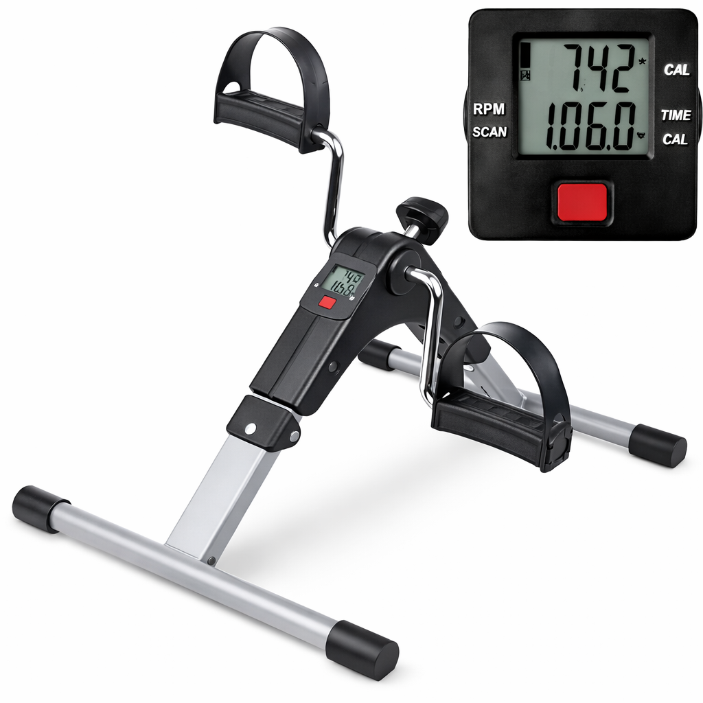 Mini Exercise Bike Pedal Cycle with Digital Meter – Portable Under Desk Bike for Arm & Leg Workout, Adjustable Resistance Fitness Machine