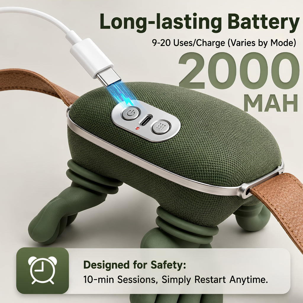 Portable electric shoulder and neck massager with 2000mAh rechargeable battery and USB-C charging