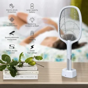 Electric Mosquito Killer Racket with Charging Stand